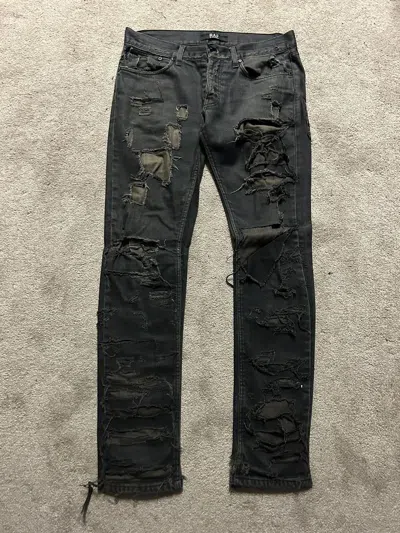 Pre-owned Raf By Raf Simons X Raf Simons Raf Simon's Destroyed Zombie Double Layered Thrashed Denim In Black