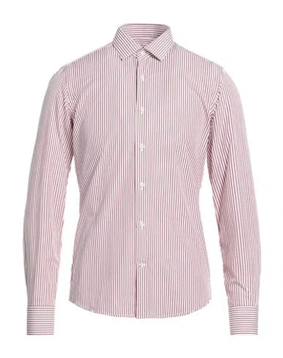 Raf Moore Man Shirt Burgundy Size 17 Cotton In Pink