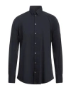 Raf Moore Man Shirt Midnight Blue Size 17 Cotton, Polyamide, Elastane In Blue