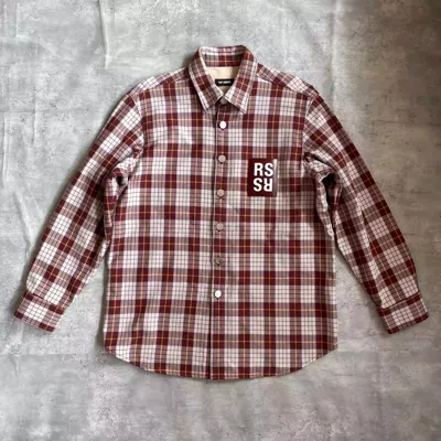 Pre-owned Raf Simons 18ss Plaid Leather Shirt Jacket In Red