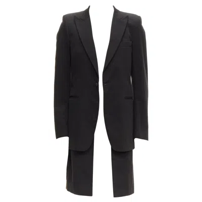 Pre-owned Raf Simons 2002 Cotton Black Detachable Layered Longline Coat Jacket It46 S