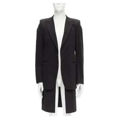 Pre-owned Raf Simons 2002 Cotton Black Detachable Layered Longline Coat Jacket It46 S