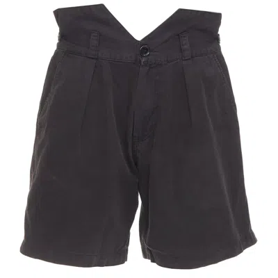 Pre-owned Raf Simons 2006 Black Cotton High Waist Paperbag Wide Shorts Eu50 Xl