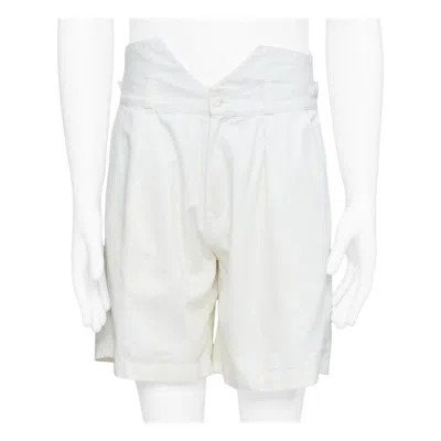 Pre-owned Raf Simons 2006 Cream Cotton High Waist Pleated Front Dress Shorts Eu50 L In White