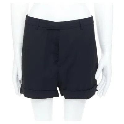 Pre-owned Raf Simons 2009 Black Wool Mid Rise Tailored Turn Up Trouser Shorts Eu50 L
