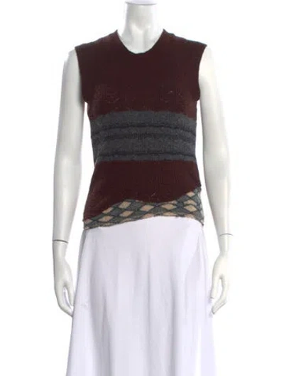 Pre-owned Raf Simons 2016 Striped Sweater Vest In Brown