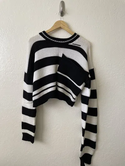 Pre-owned Raf Simons 2017 Disturbed Knitted Sweater In Black/white