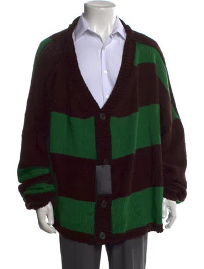 Pre-owned Raf Simons 2017 Virgin Wool Cardigan In Brown/green