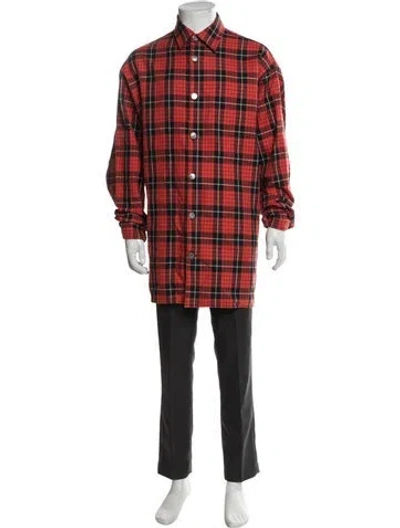 Pre-owned Raf Simons 2018 Plaid Print Shirt In Orange