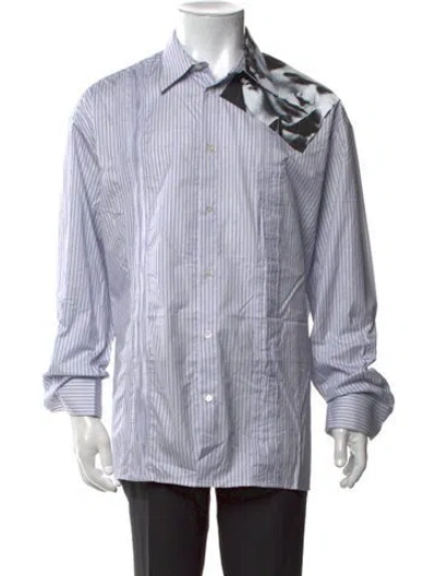 Pre-owned Raf Simons 2019 Striped Dress Shirt In Blue