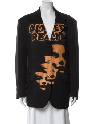 Pre-owned Raf Simons 2022 Graphic Print Blazer In Black