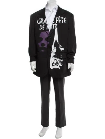 Pre-owned Raf Simons 2022 Graphic Print Blazer In Black