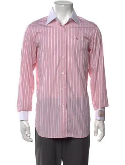 Pre-owned Raf Simons 2022 Striped Dress Shirt In Pink