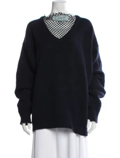 Pre-owned Raf Simons 2022 V-neck Sweater In Blue