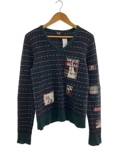 Pre-owned Raf Simons Archive Patchwork V Neck Wool Knit Sweater In Green