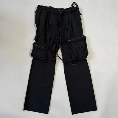 Pre-owned Raf Simons Archive Redux Ss03 Consumed Parachute Bondage Cargo Pants In Black