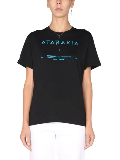 Raf Simons "ataraxia" Regular Fit Cotton Printed T-shirt In Black