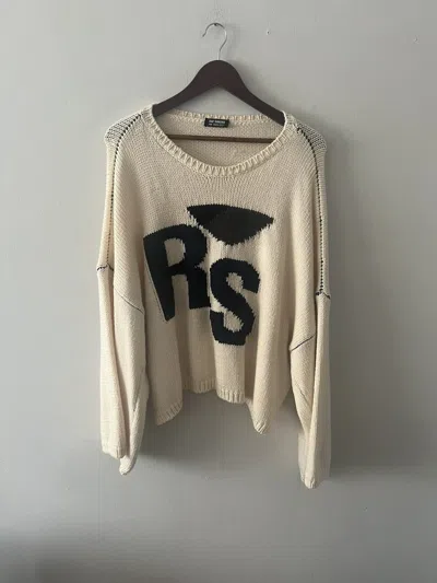 Pre-owned Raf Simons A/w 2021 Rs Logo Knitted Sweater (sz. L) In White