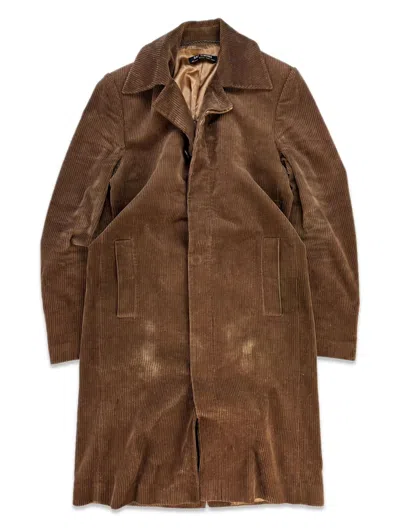 Pre-owned Raf Simons Aw01  Riot! Riot! Riot! Brown Corduroy Trench Coat