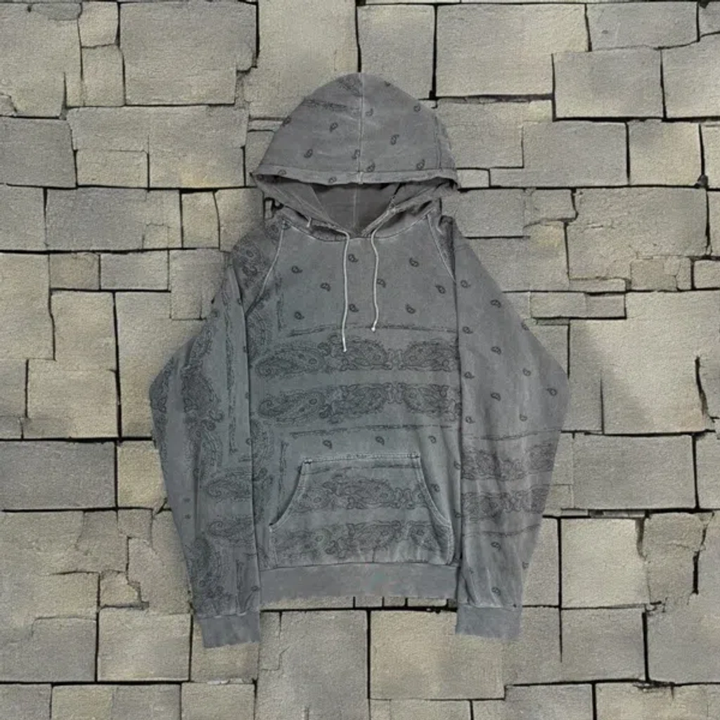 Pre-owned Raf Simons Aw04 “waves” Charcoal Paisley Hoodie In Grey