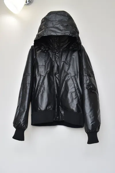 Pre-owned Raf Simons Aw05-06 Sample Waxed Waves Puffer Waves Bomber In Black