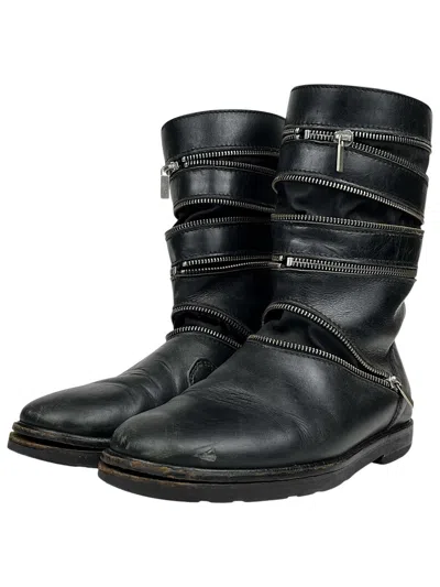 Pre-owned Raf Simons Aw06  Accordion Zipper Leather Boots Alien