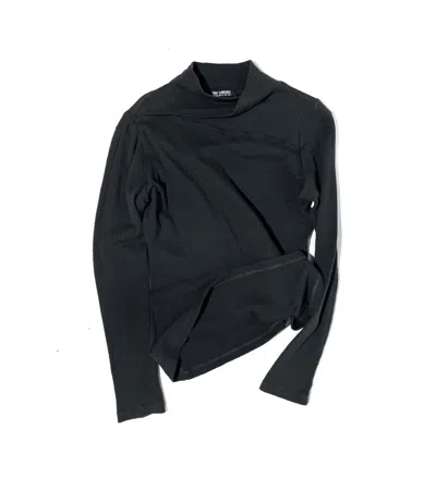 Pre-owned Raf Simons Aw08 Assymetrical Slim High Neck Sweater In Black