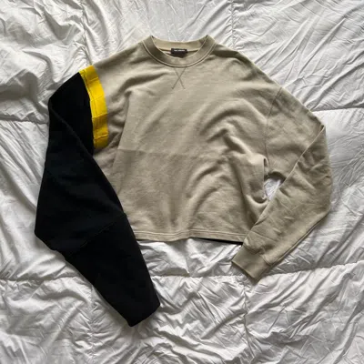 Pre-owned Raf Simons Aw17-18 Mega Sleeve Taped Crewneck In Sand
