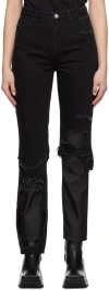 Raf Simons Black Double Destroyed Jeans In 9999 Black-black
