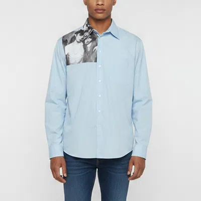 Pre-owned Raf Simons Blue Couple Photograph Cotton Button-up Shirt L
