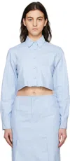 Raf Simons Cropped Cotton Piquet Shirt In 0042 Light Blue