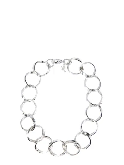 Raf Simons Brass Linked Rings Necklace In Pink