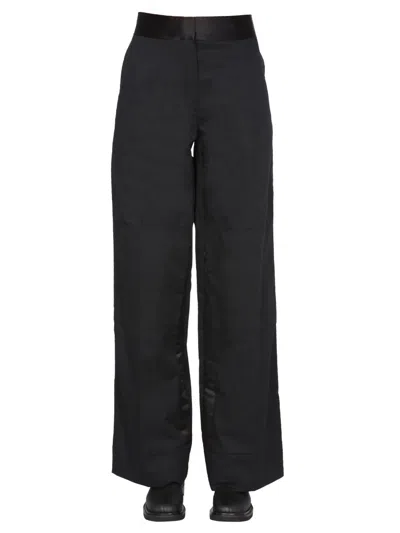 Raf Simons "ceremonial Worker" Cotton Blend Pants With Contrasting Band In Black