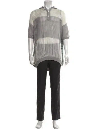 Pre-owned Raf Simons Colorblock Pattern Collar Polo Shirt In Grey