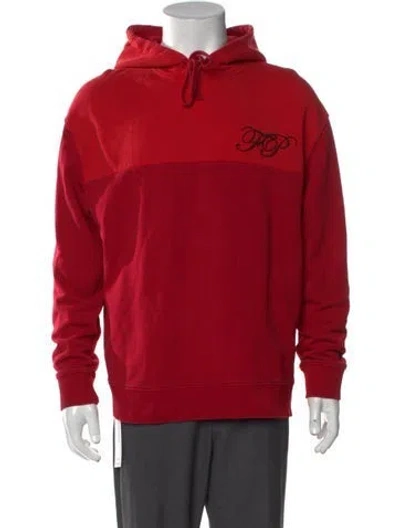 Pre-owned Raf Simons Colorblock Pattern Crew Neck Hoodie In Red