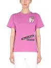Raf Simons Cotton Jersey T-shirt W/ Front Patches In Pink
