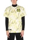 Raf Simons Hippie-inspired Allover Pattern Crew Neck T-shirt In Yellow