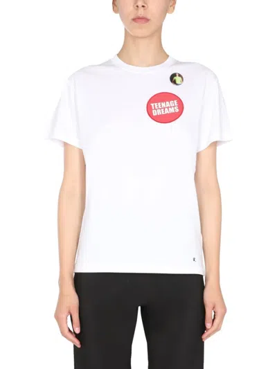 Raf Simons Crew Neck T-shirt With Graphic Patches In White