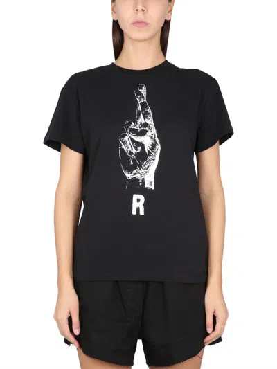 Raf Simons Crewneck T-shirt With Statement Necklace For Women In Black