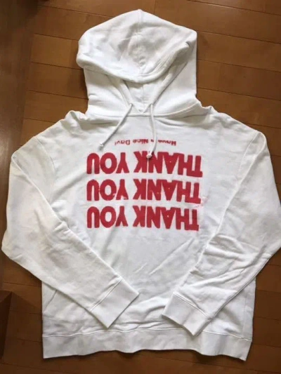 Pre-owned Raf Simons Cropped Boxy "thank You" Sweatshirt In White