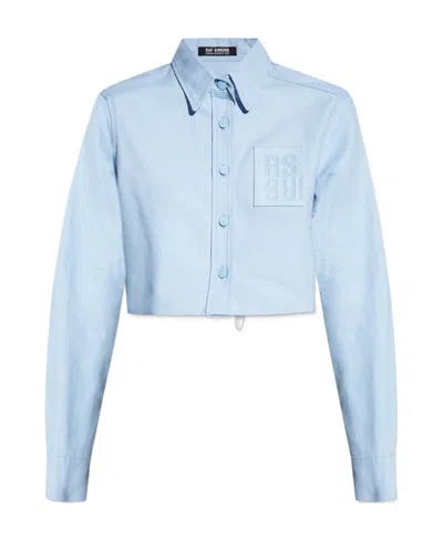Raf Simons Cropped Cotton Shirt In Blue