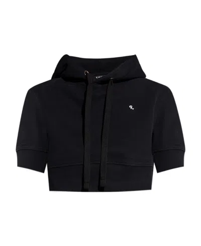 Raf Simons Cropped Short-sleeve Hoodie In Black