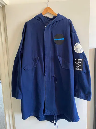 Pre-owned Raf Simons Denim Patch Long Jacket In Blue