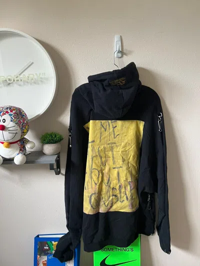 Pre-owned Raf Simons Destroyed Clasp Hoodie In Black