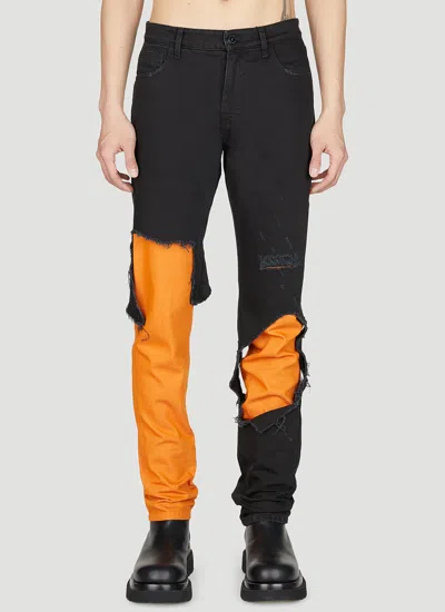 Raf Simons Destroyed Double Jeans In Orange