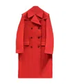 Raf Simons Double-breasted Lapel Long Overcoat In Red