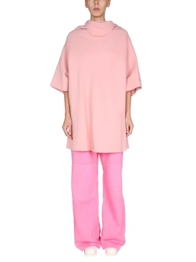 Raf Simons Draped Neck Wool Blend Mini Dress For Women In Pink