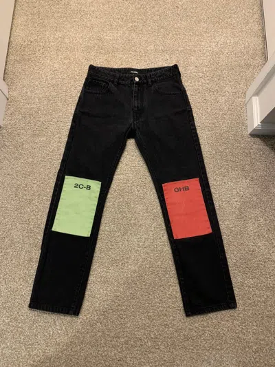 Pre-owned Raf Simons Drugs Patch Jeans In Black