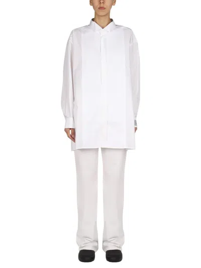 Raf Simons Logo Patch Shirt With Classic Collar For Women In White