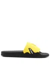 Raf Simons Embossed-logo Sliders In Yellow